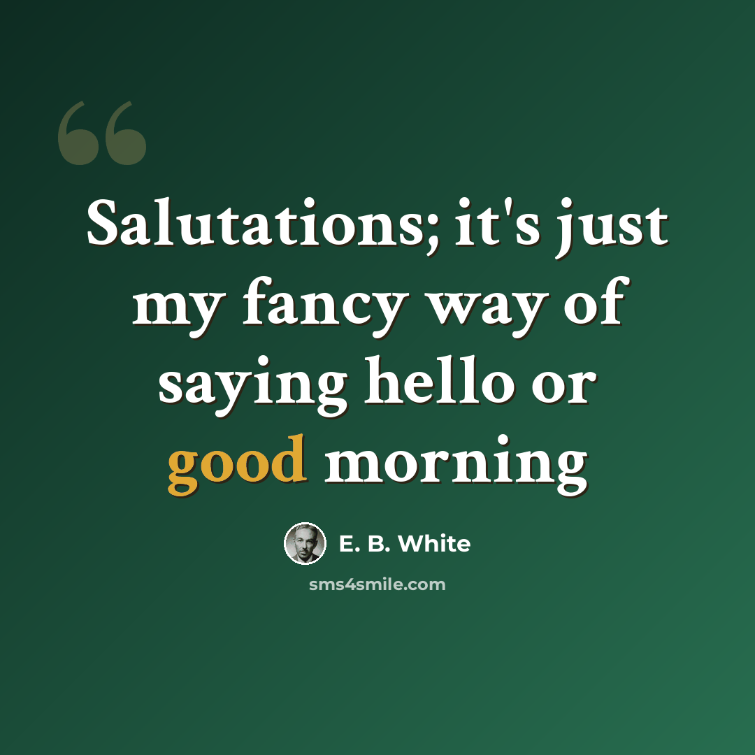 “Salutations; it's just my fancy way of saying hello or good morning” quote by E. B. White