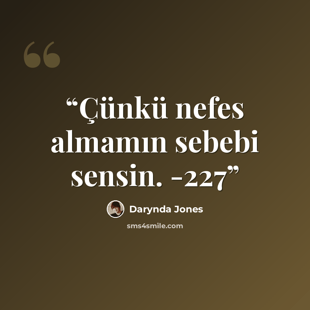 “Çünkü nefes almamın sebebi sensin. -227” quote by Darynda Jones