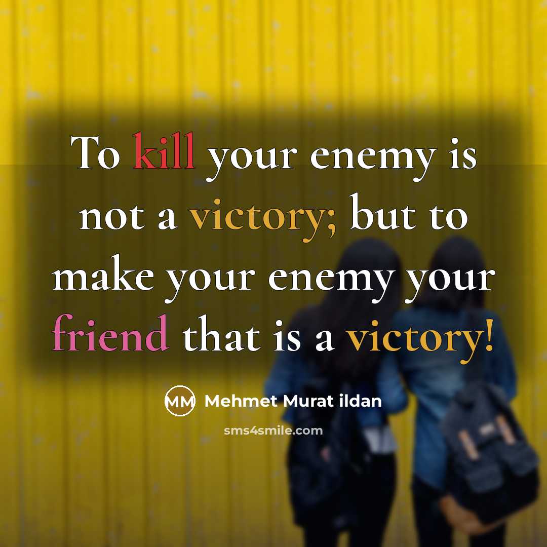 “To kill your enemy is not a victory; but to make your enemy your friend that is a victory!” quote by Mehmet Murat Ildan
