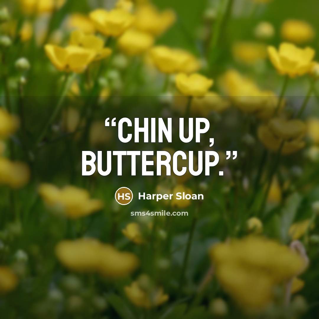 “Chin up, buttercup.” quote by Harper Sloan