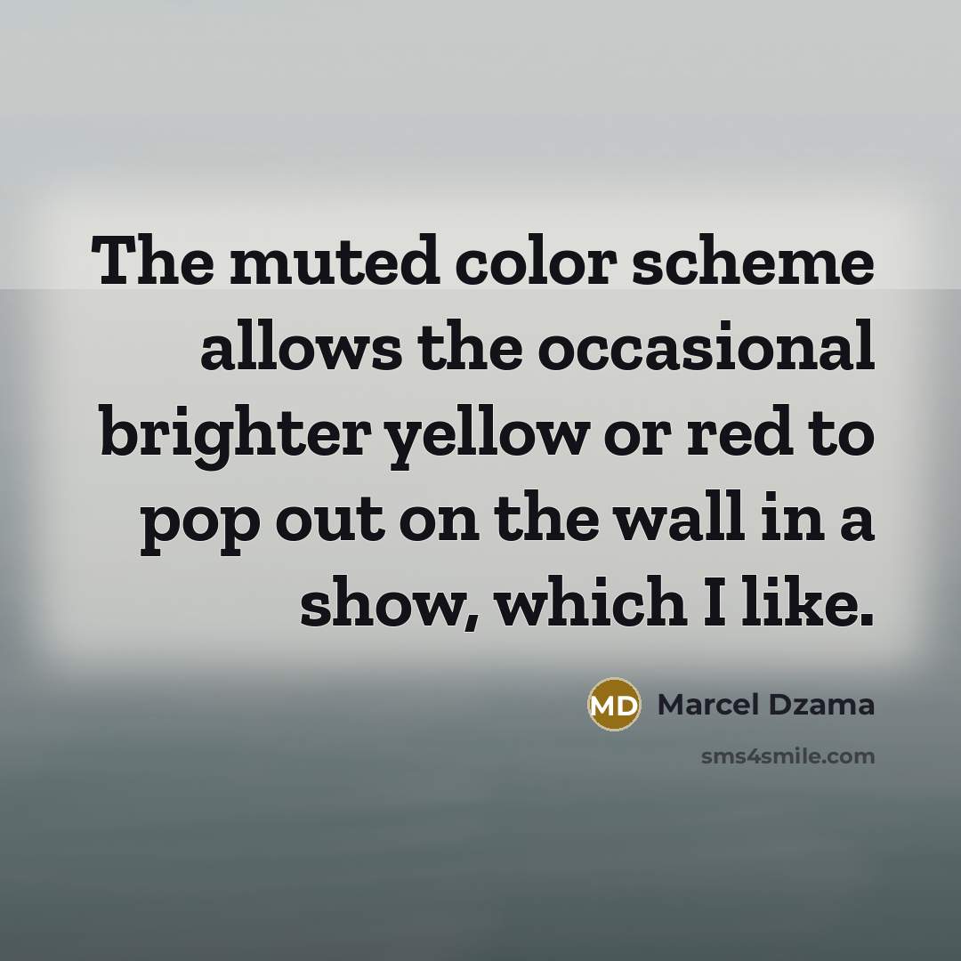 “The muted color scheme allows the occasional brighter yellow or red to pop out on the wall in a show, which I like.” quote by Marcel Dzama