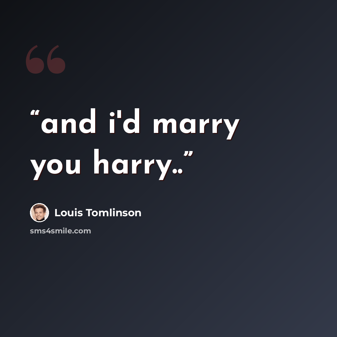 “and i'd marry you harry..” quote by Louis Tomlinson