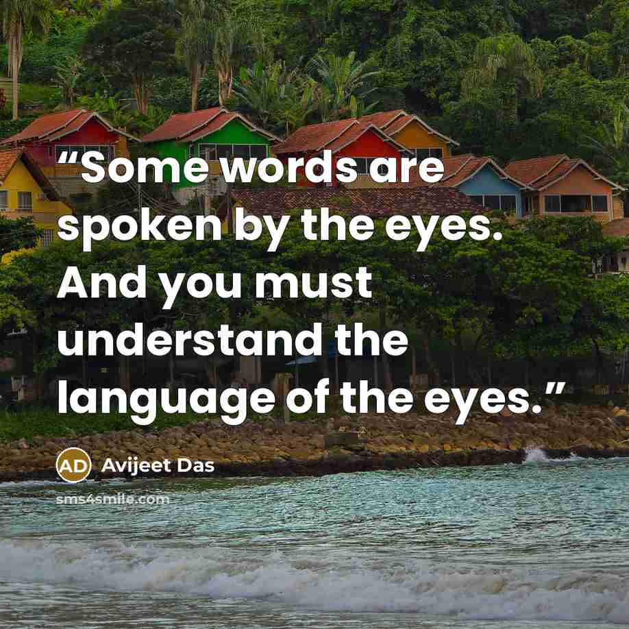 “Some words are spoken by the eyes. And you must understand the language of the eyes.” quote by Avijeet Das