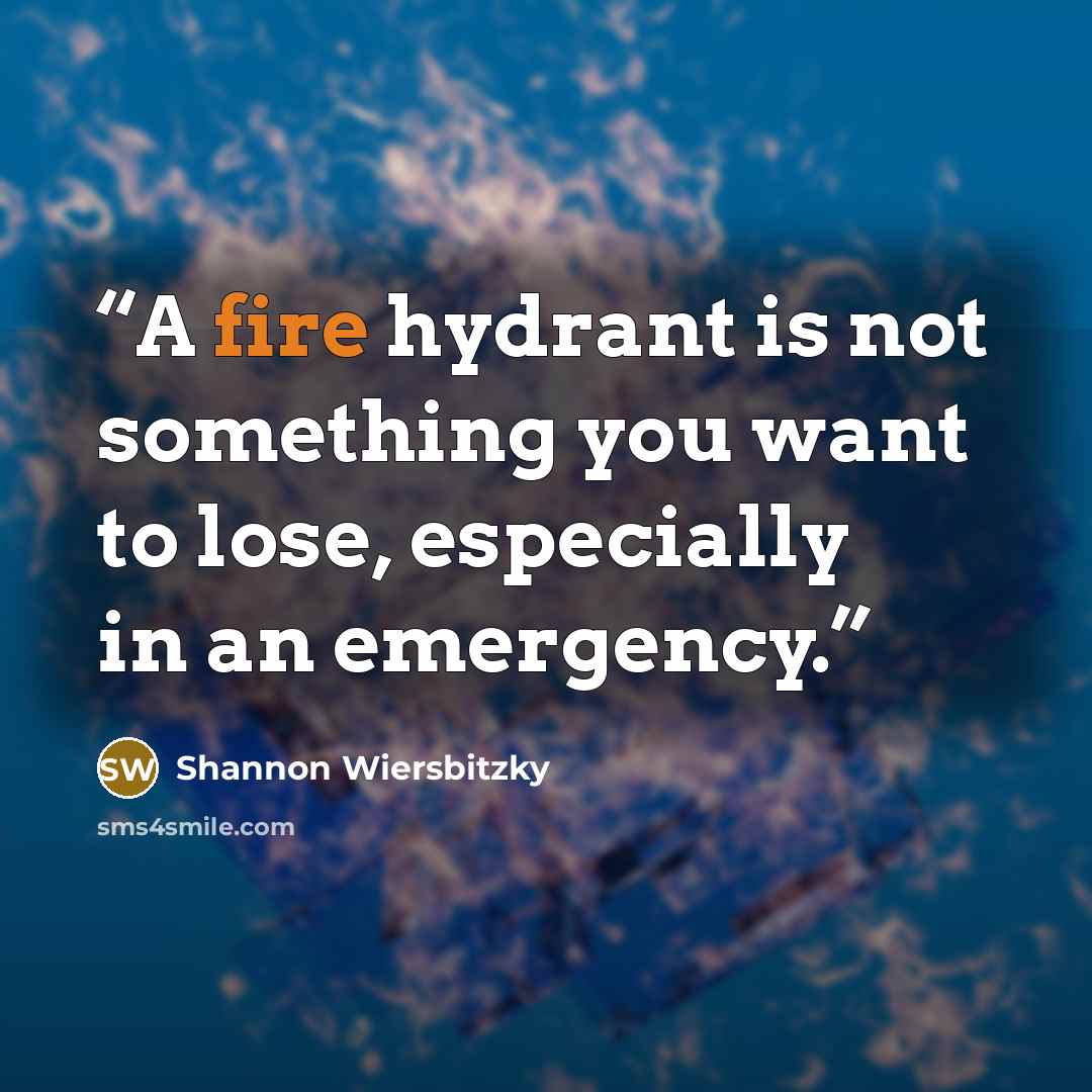 “A fire hydrant is not something you want to lose, especially in an emergency.” quote by Shannon Wiersbitzky