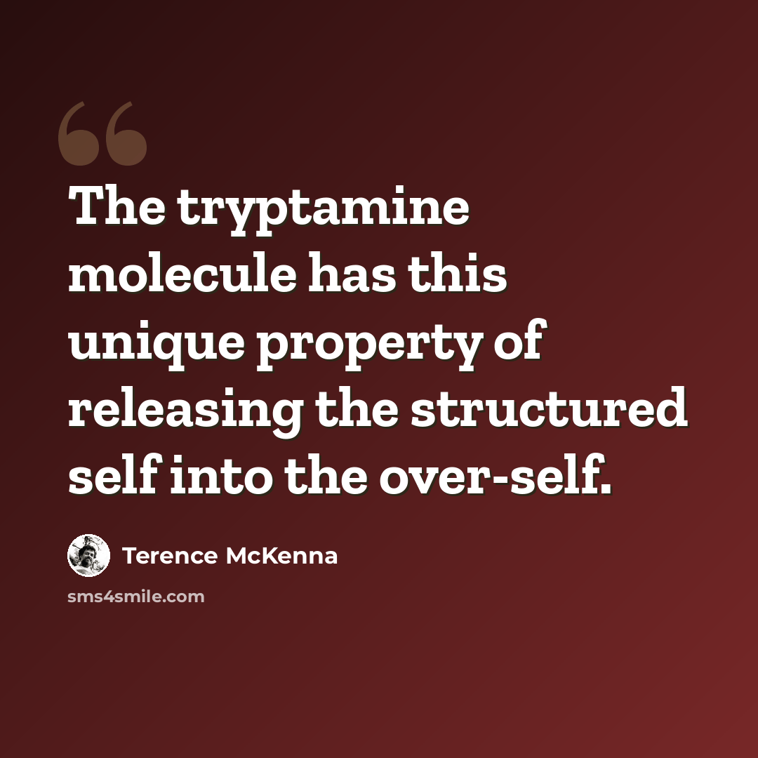 “The tryptamine molecule has this unique property of releasing the structured self into the over-self.” quote by Terence McKenna