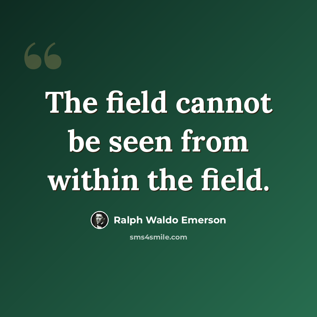 “The field cannot be seen from within the field.” quote by Ralph Waldo Emerson