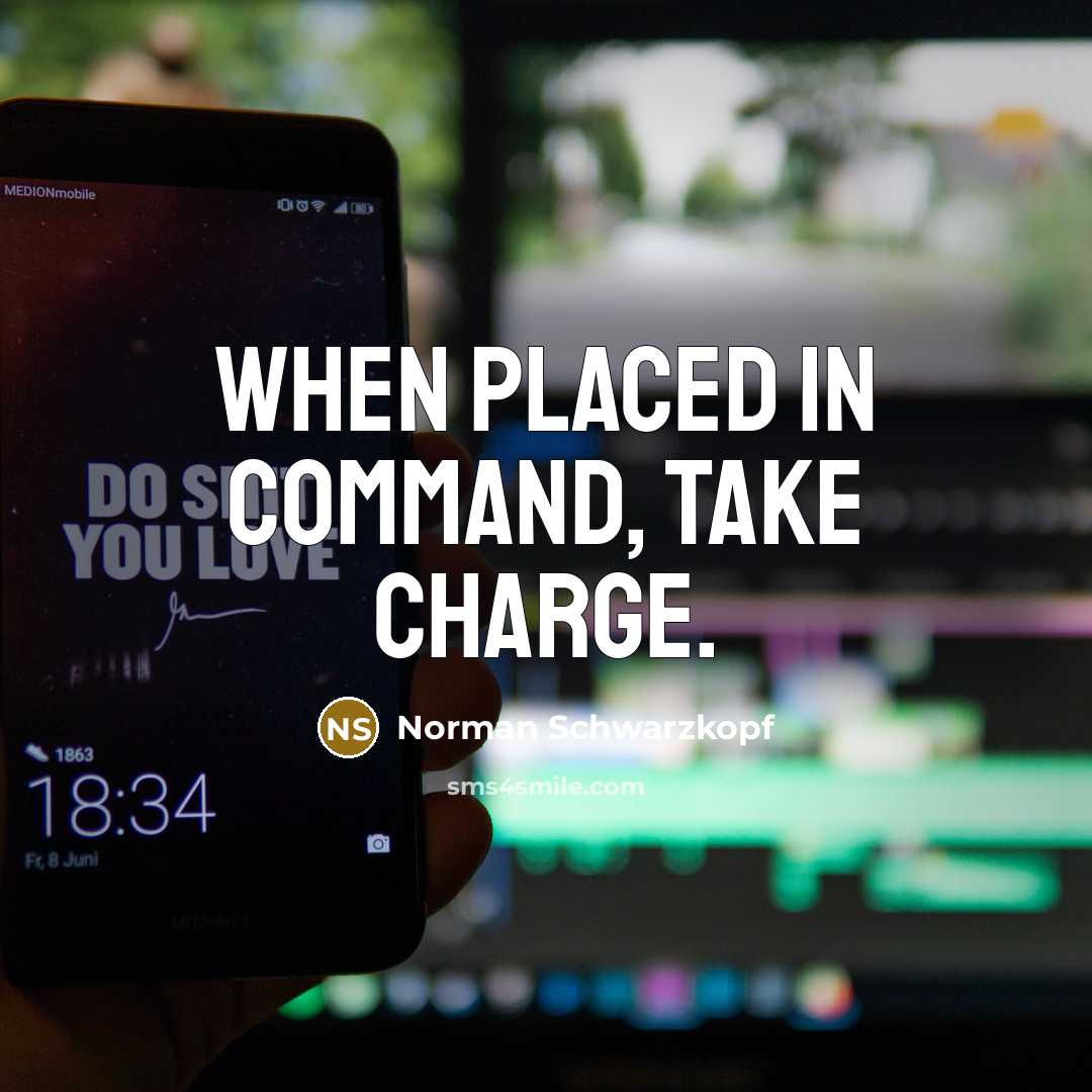 “When placed in command, take charge.” quote by Norman Schwarzkopf