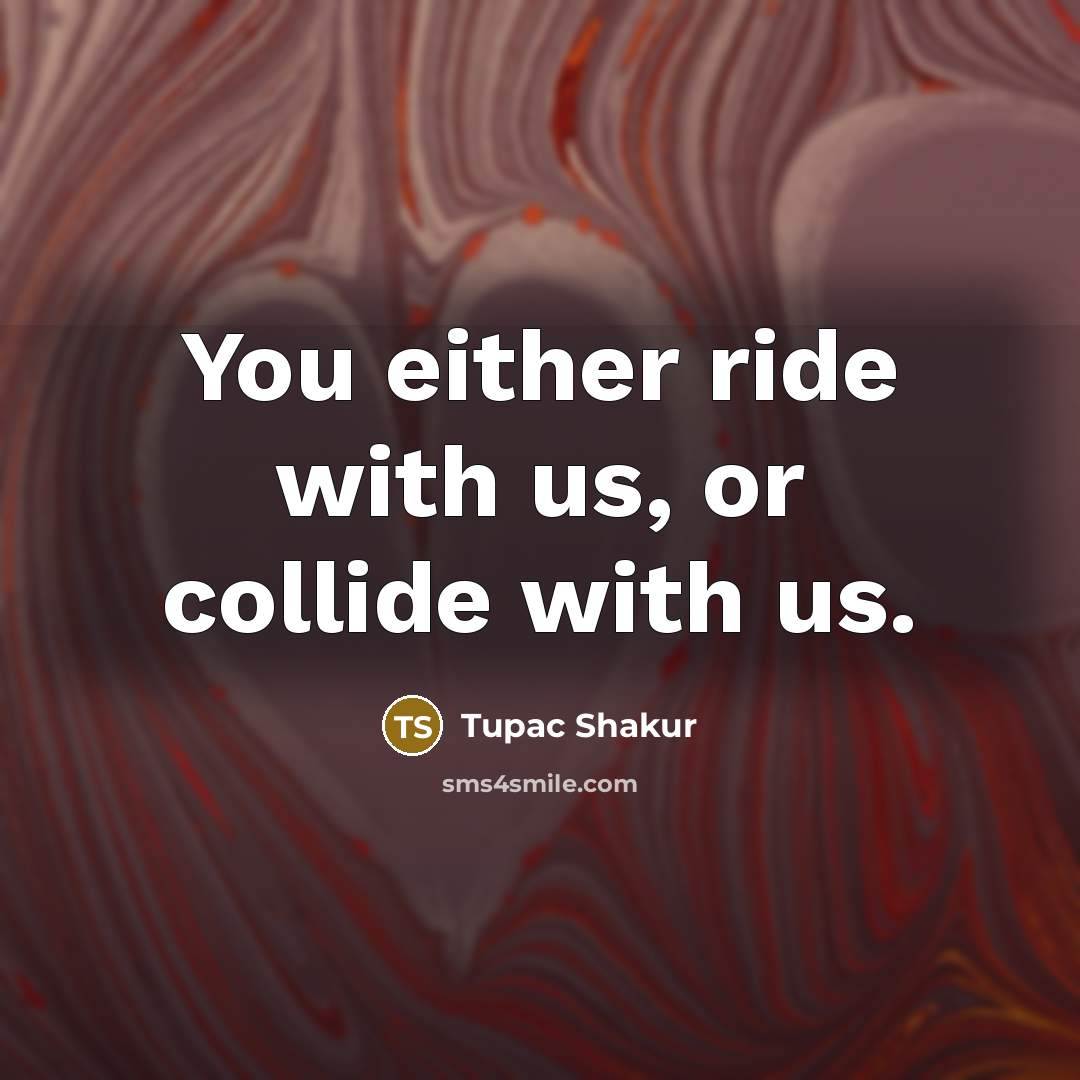 “You either ride with us, or collide with us.” quote by Tupac Shakur