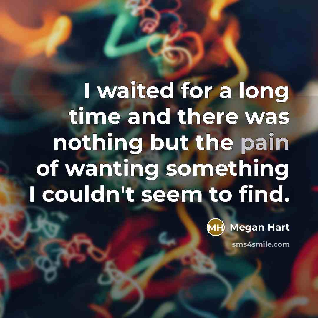 “I waited for a long time and there was nothing but the pain of wanting something I couldn't seem to find.” quote by Megan Hart