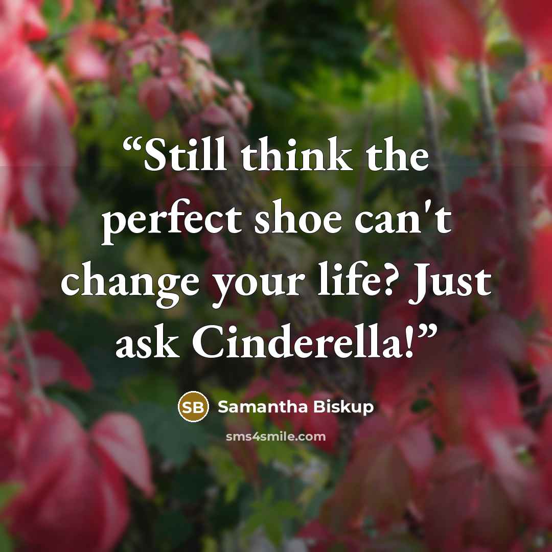 “Still think the perfect shoe can't change your life? Just ask Cinderella!” quote by Samantha Biskup