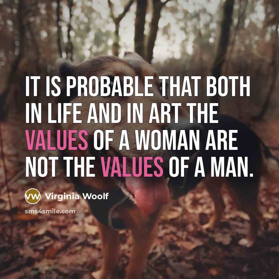“It is probable that both in life and in art the values of a woman are not the values of a man.” quote by Virginia Woolf