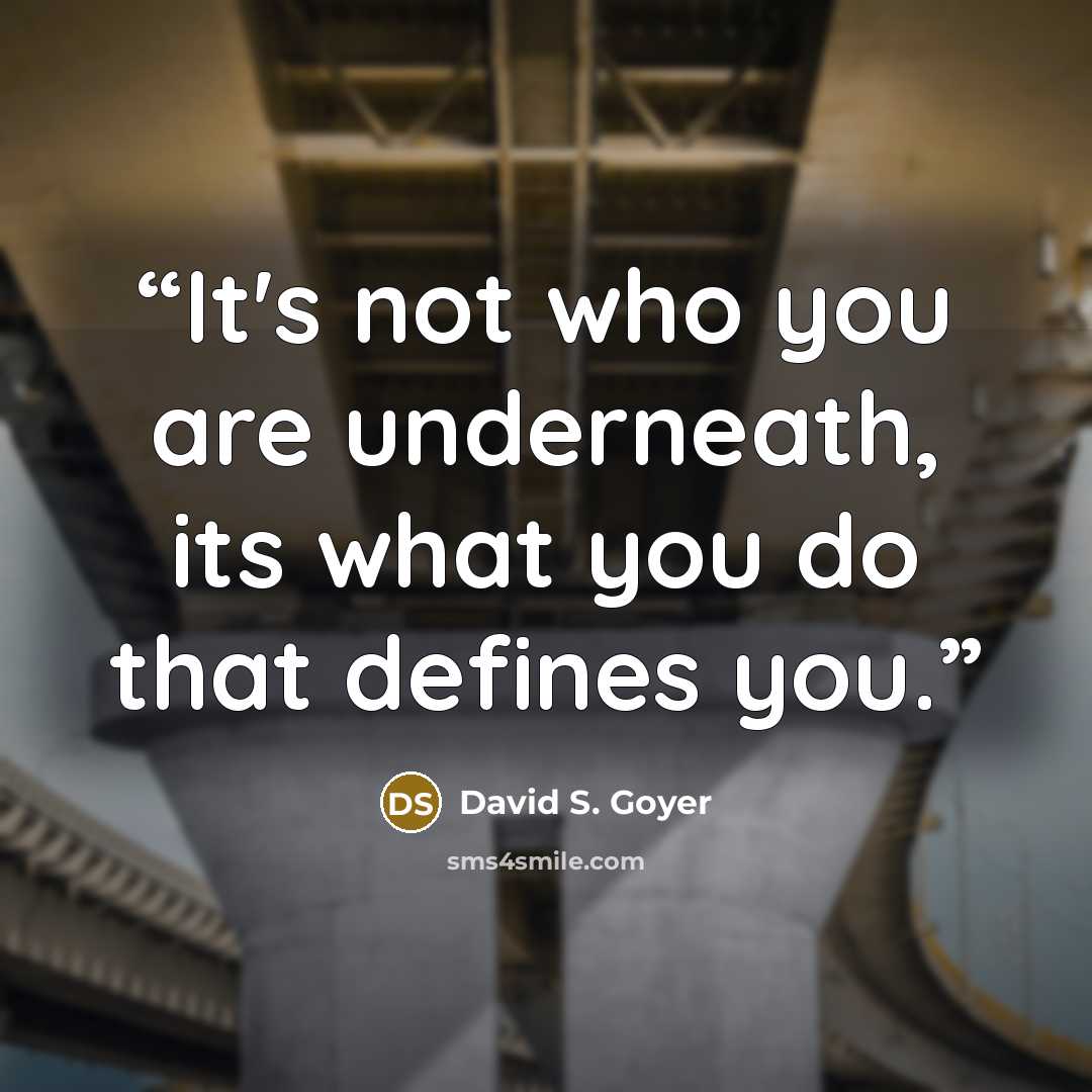“It's not who you are underneath, its what you do that defines you.” quote by David S. Goyer