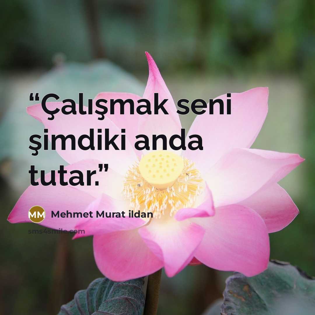 “Çalışmak seni şimdiki anda tutar.” quote by Mehmet Murat ildan