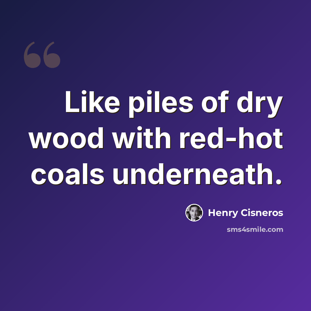 “Like piles of dry wood with red-hot coals underneath.” quote by Henry Cisneros