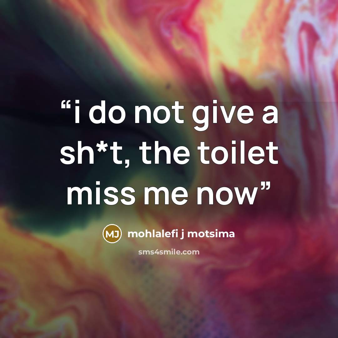 “i do not give a sh*t, the toilet miss me now” quote by mohlalefi j motsima
