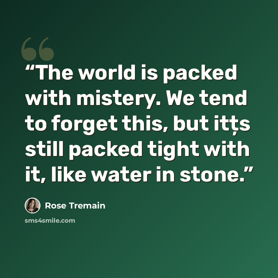 “The world is packed with mistery. We tend to forget this, but itțs still packed tight with it, like water in stone.” quote by Rose Tremain