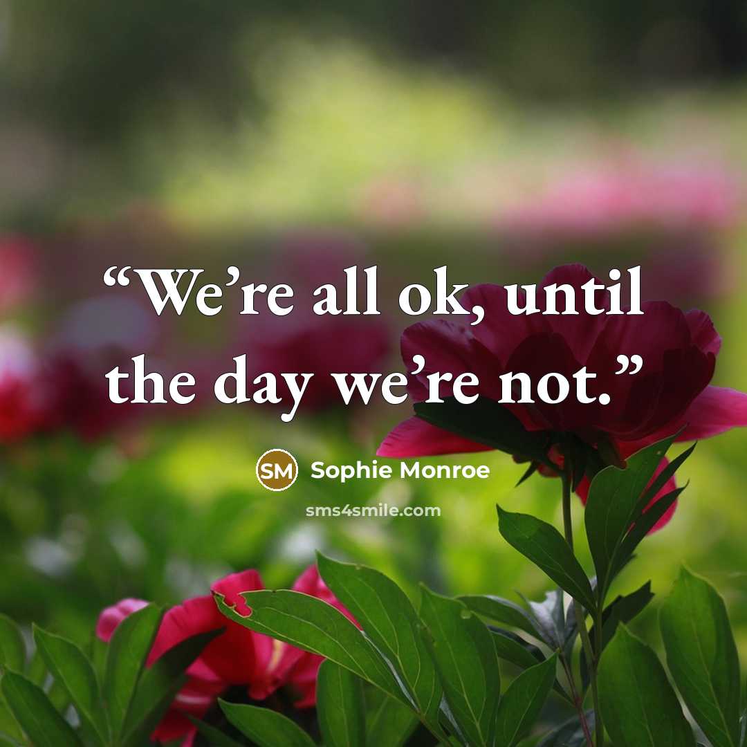 “We’re all ok, until the day we’re not.” quote by Sophie Monroe