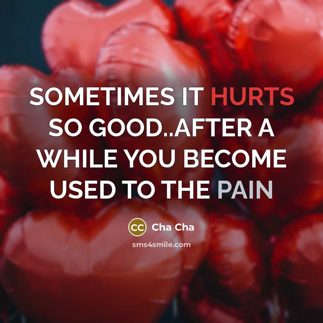 “SOMETIMES IT HURTS SO GOOD..AFTER A WHILE YOU BECOME USED TO THE PAIN” quote by Cha Cha