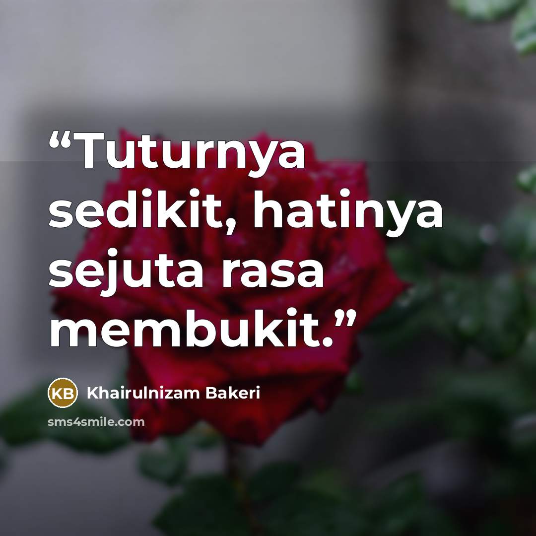 “Tuturnya sedikit, hatinya sejuta rasa membukit.” quote by Khairulnizam Bakeri
