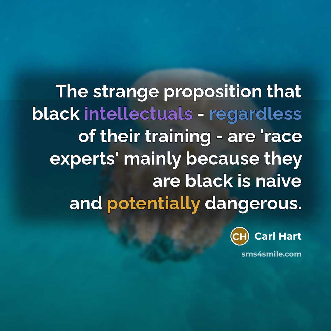 “The strange proposition that black intellectuals - regardless of their training - are 'race experts' mainly because they are black is naive and potentially dangerous.” quote by Carl Hart