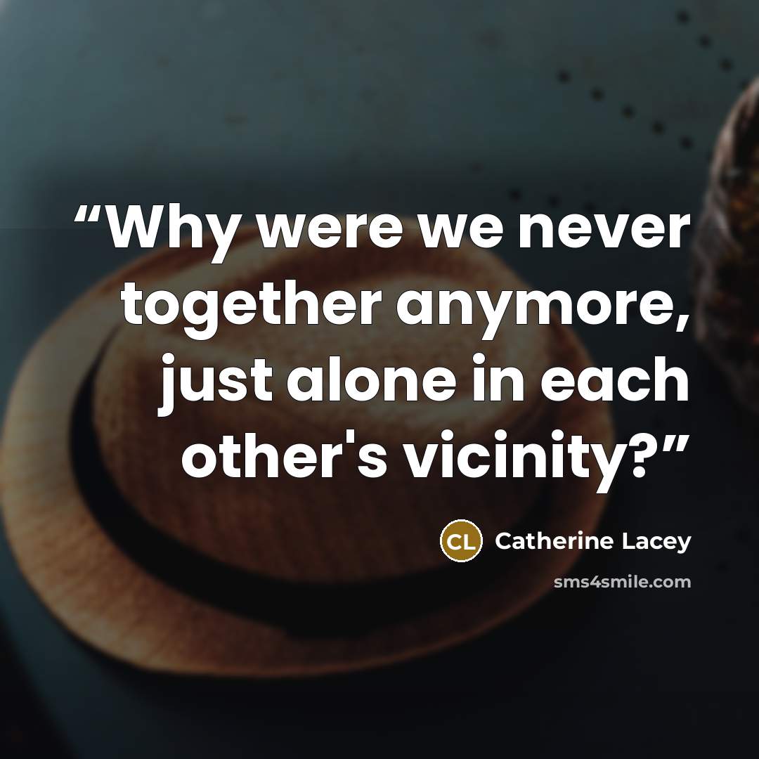 “Why were we never together anymore, just alone in each other's vicinity?” quote by Catherine Lacey