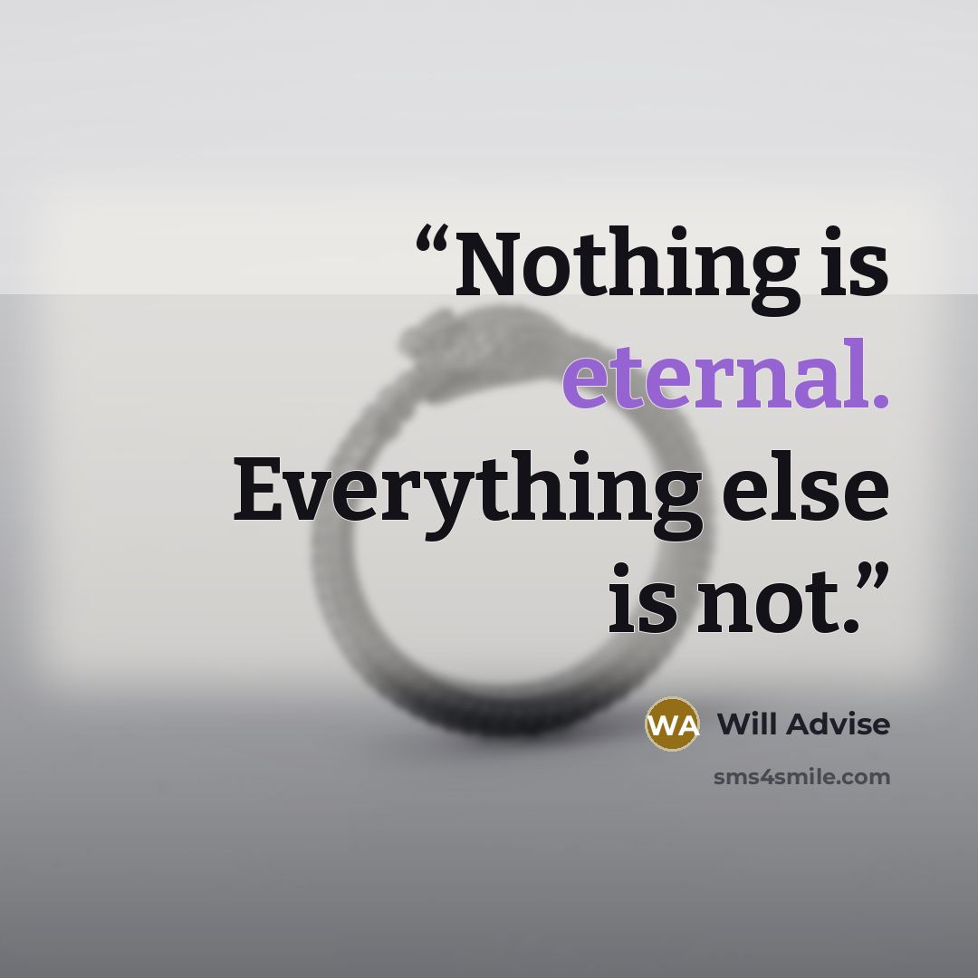 “Nothing is eternal. Everything else is not.” quote by Will Advise