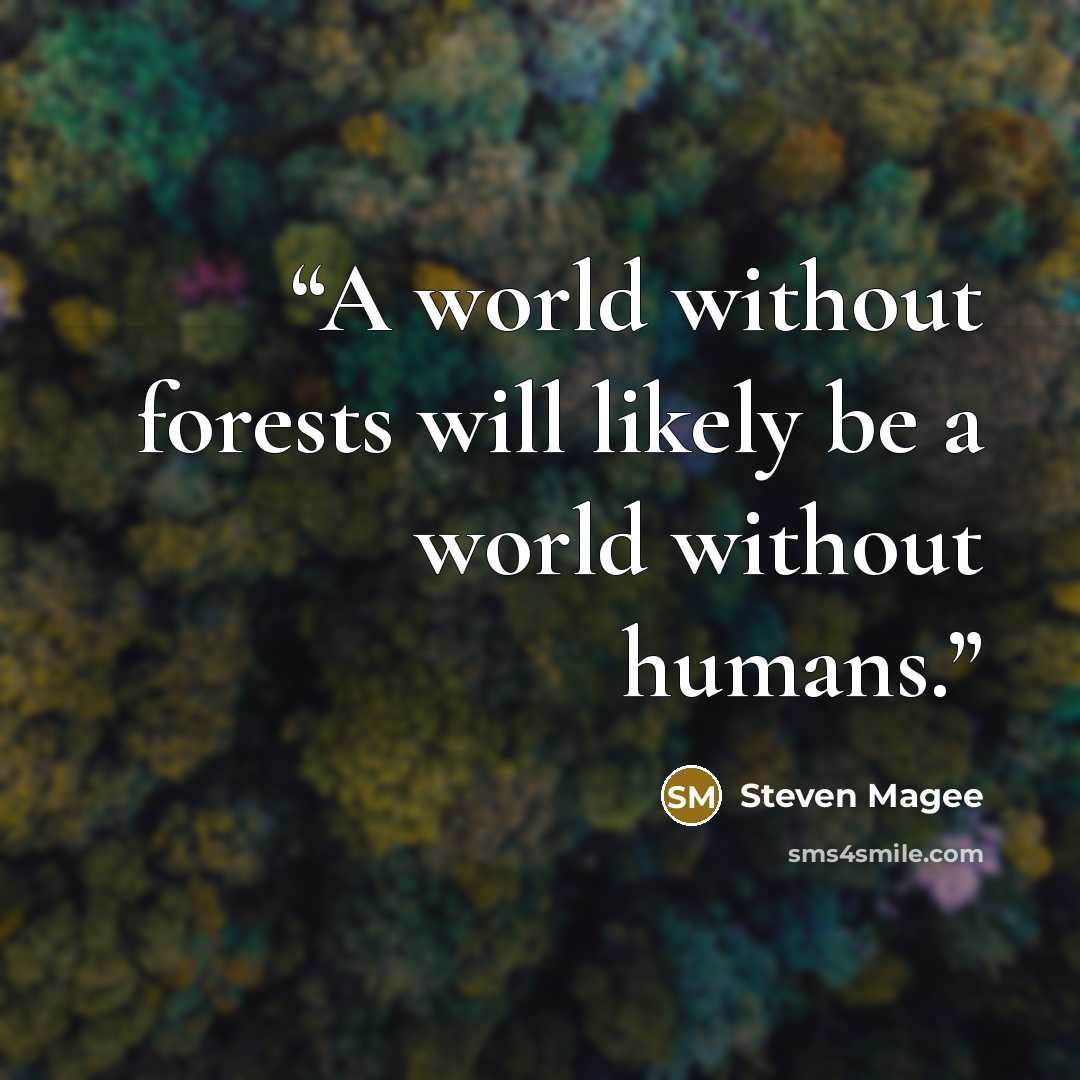 “A world without forests will likely be a world without humans.” quote by Steven Magee