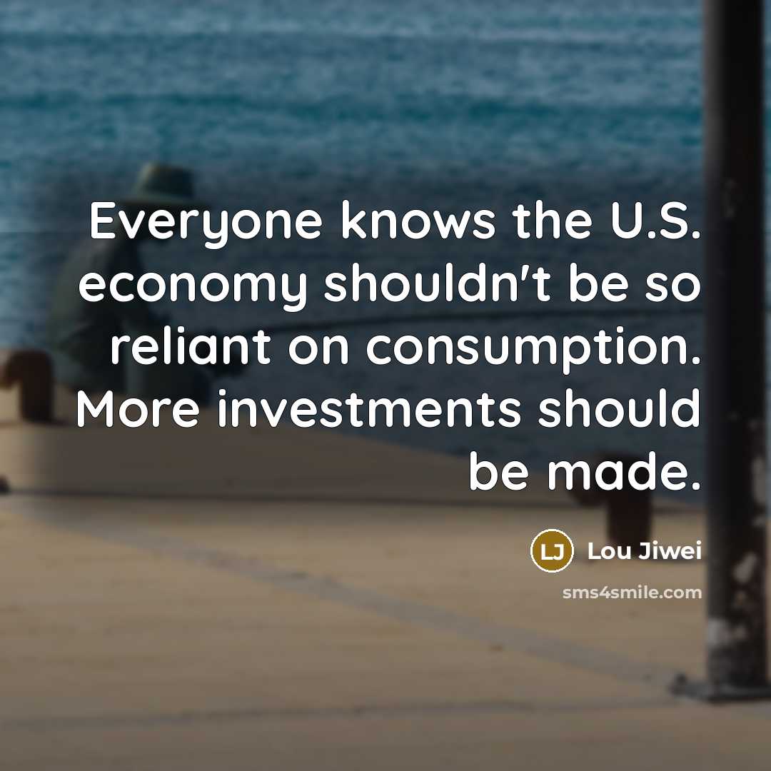 “Everyone knows the U.S. economy shouldn't be so reliant on consumption. More investments should be made.” quote by Lou Jiwei