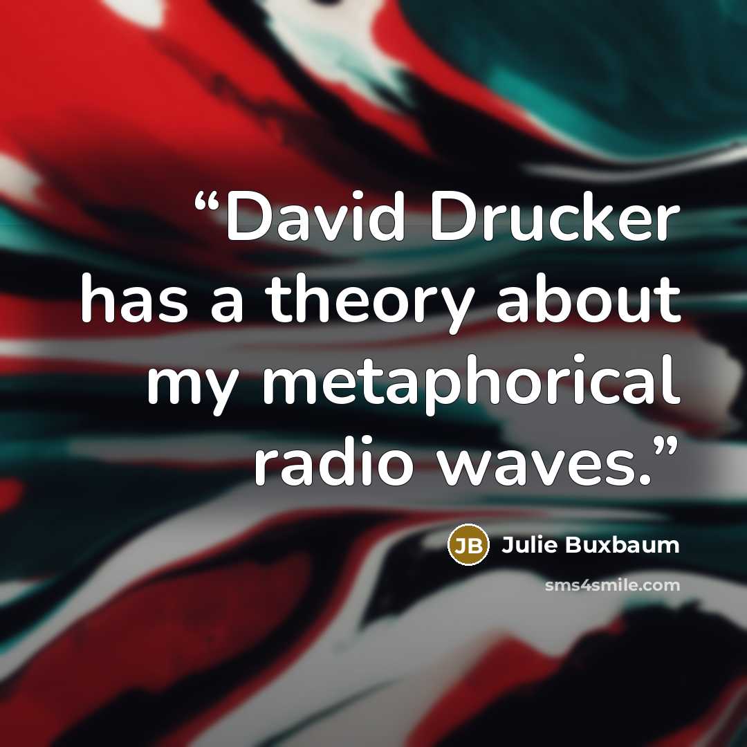 “David Drucker has a theory about my metaphorical radio waves.” quote by Julie Buxbaum