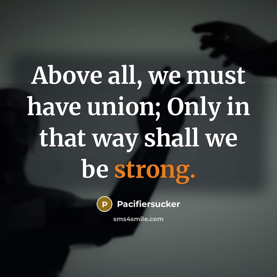 “Above all, we must have union; Only in that way shall we be strong.” quote by Pacifiersucker