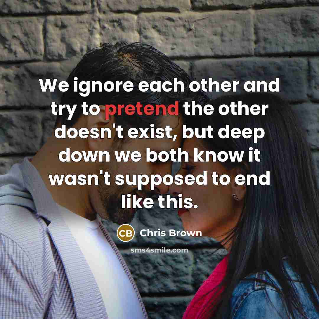 “We ignore each other and try to pretend the other doesn't exist, but deep down we both know it wasn't supposed to end like this.” quote by Chris Brown