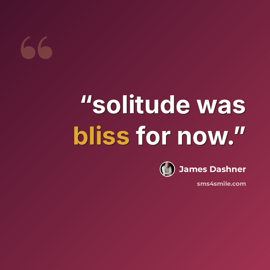 “solitude was bliss for now.” quote by James Dashner
