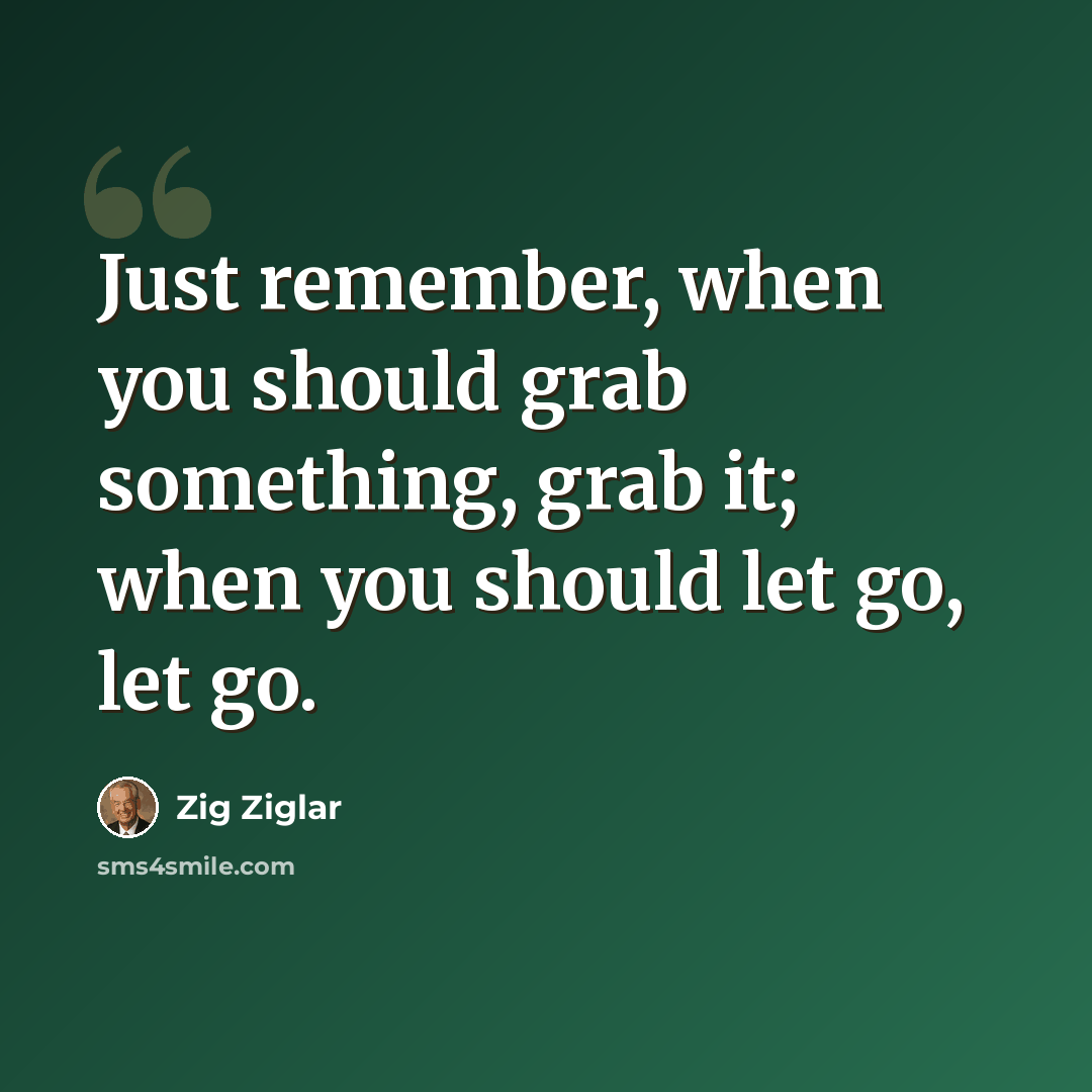 “Just remember, when you should grab something, grab it; when you should let go, let go.” quote by Zig Ziglar