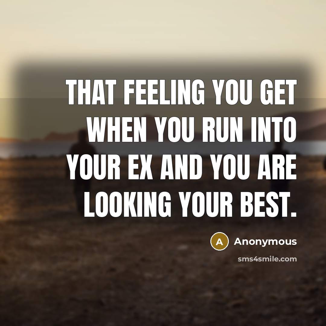 “That feeling you get when you run into your Ex and you are looking your best.” quote by Anonymous