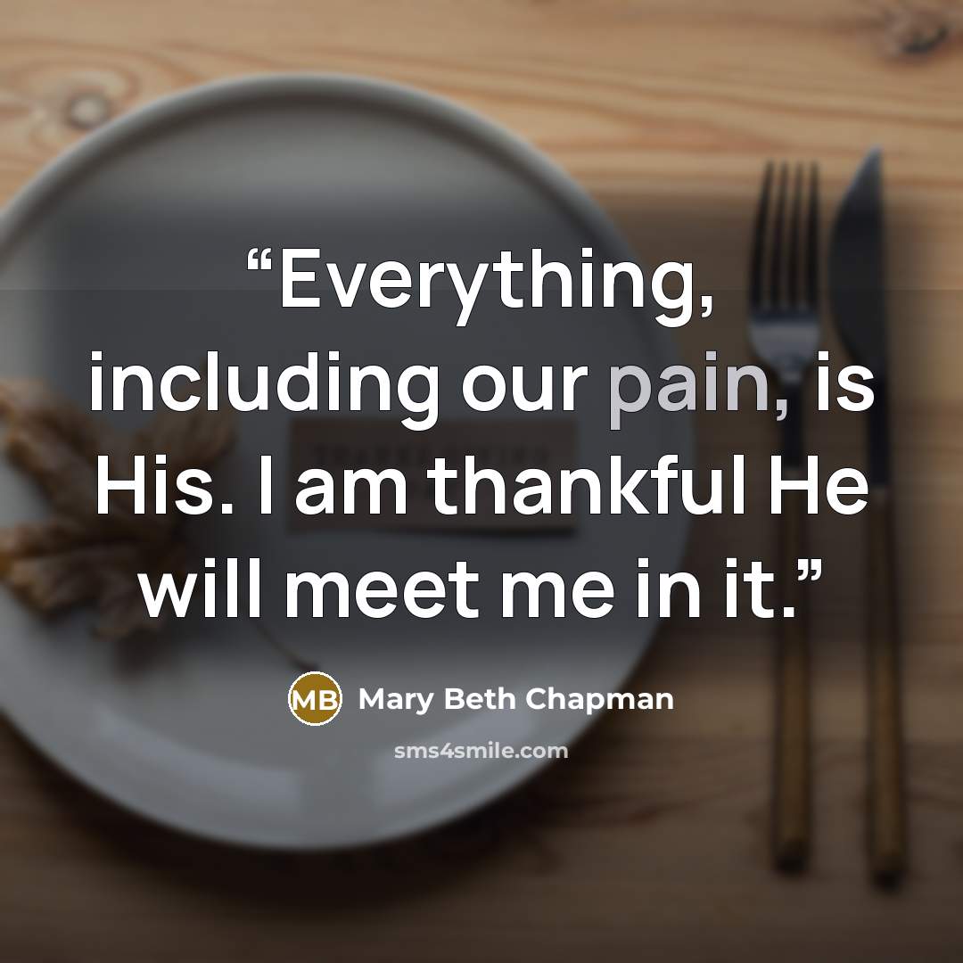 “Everything, including our pain, is His. I am thankful He will meet me in it.” quote by Mary Beth Chapman