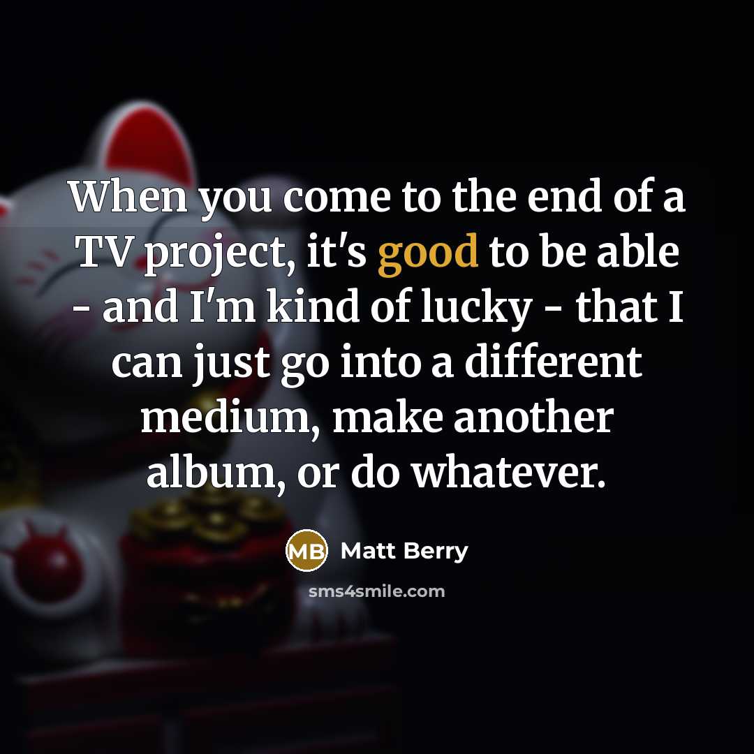 “When you come to the end of a TV project, it's good to be able - and I'm kind of lucky - that I can just go into a different medium, make another album, or do whatever.” quote by Matt Berry