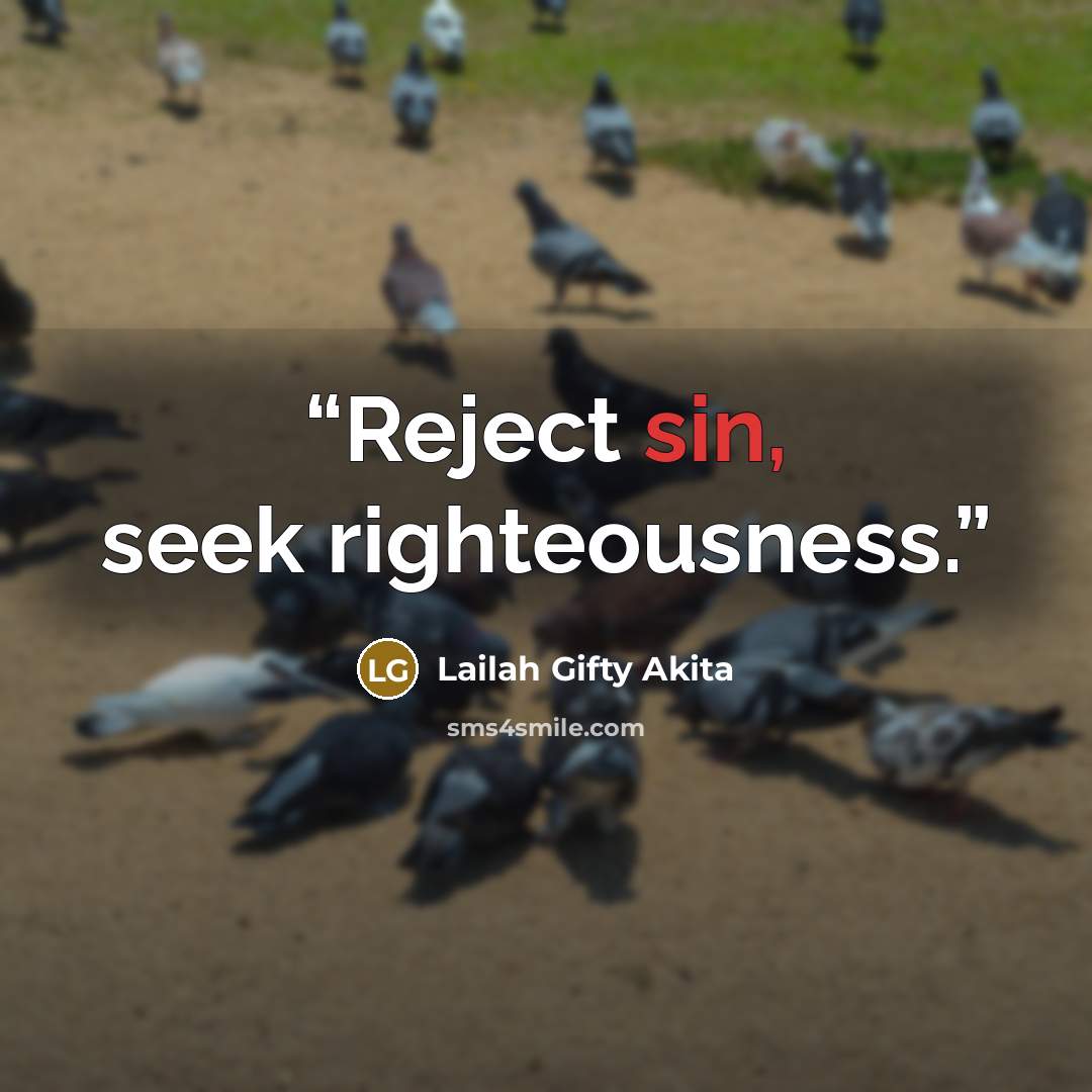 “Reject sin, seek righteousness.” quote by Lailah Gifty Akita