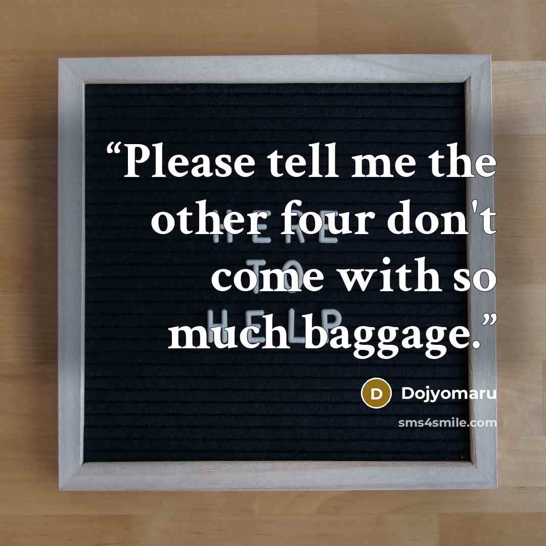 “Please tell me the other four don't come with so much baggage.” quote by Dojyomaru