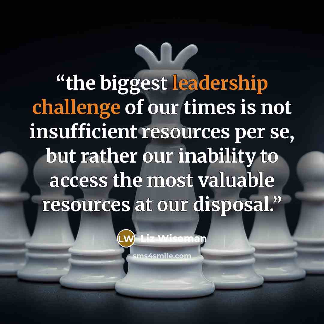 “the biggest leadership challenge of our times is not insufficient resources per se, but rather our inability to access the most valuable resources at our disposal.” quote by Liz Wiseman