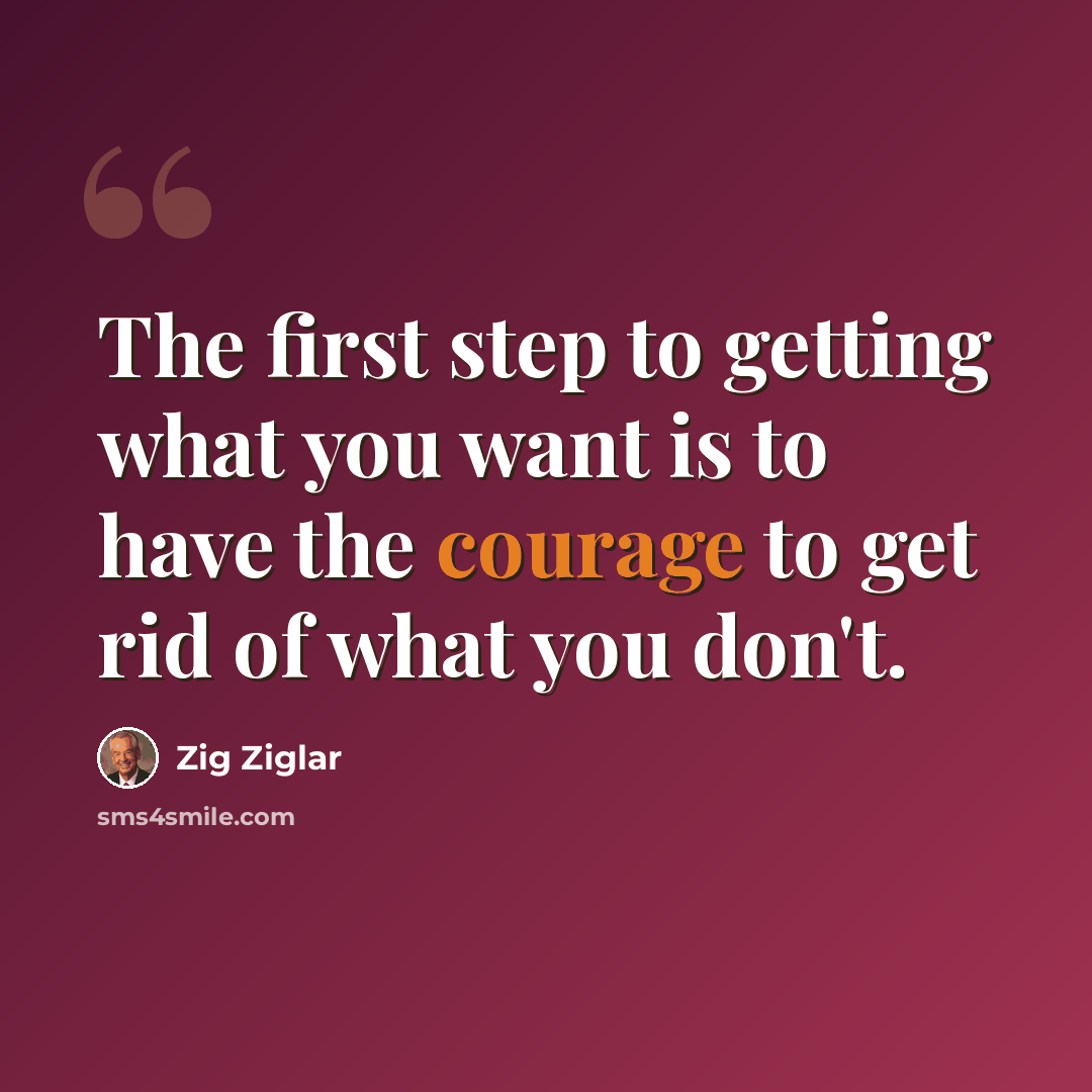 “The first step to getting what you want is to have the courage to get rid of what you don't.” quote by Zig Ziglar