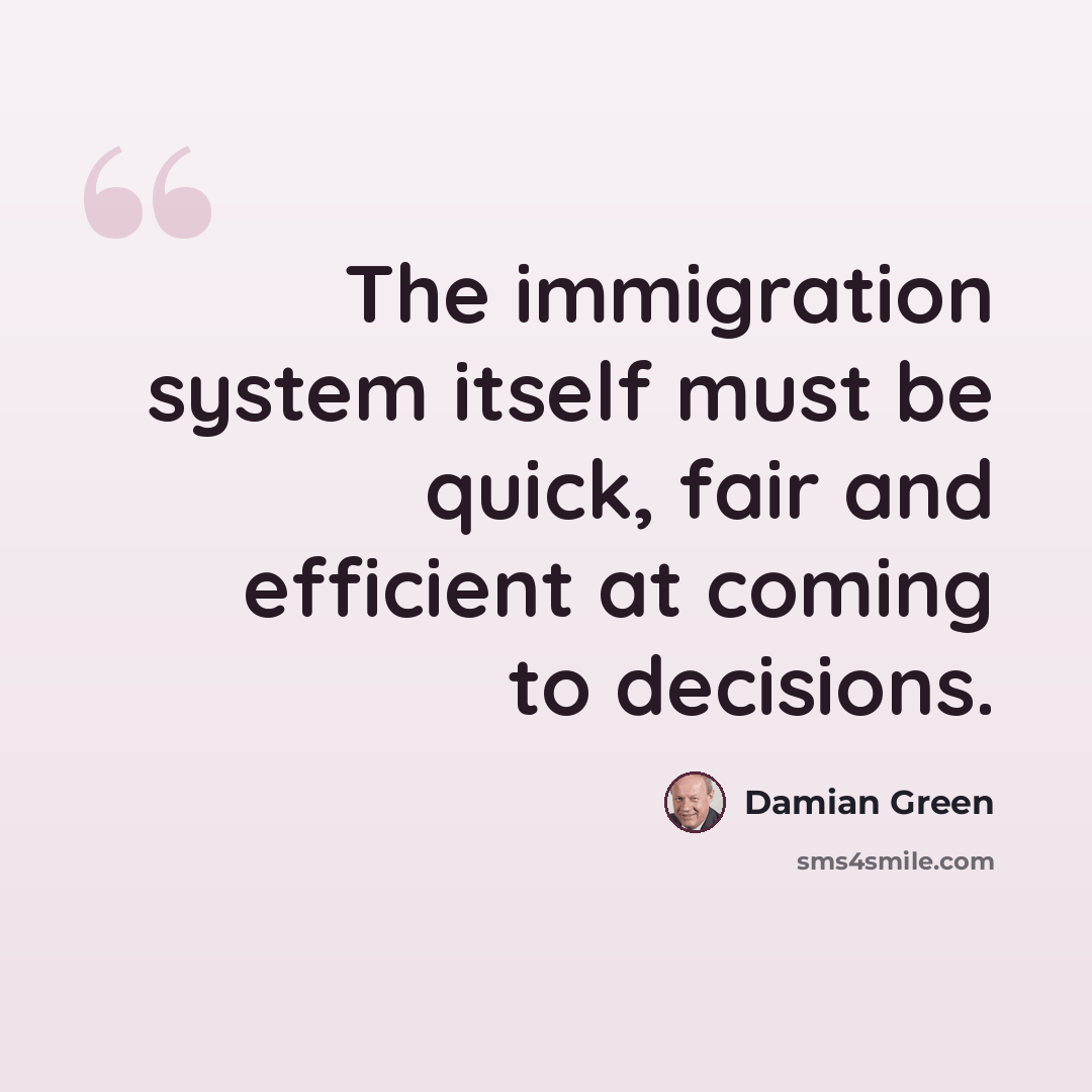 “The immigration system itself must be quick, fair and efficient at coming to decisions.” quote by Damian Green