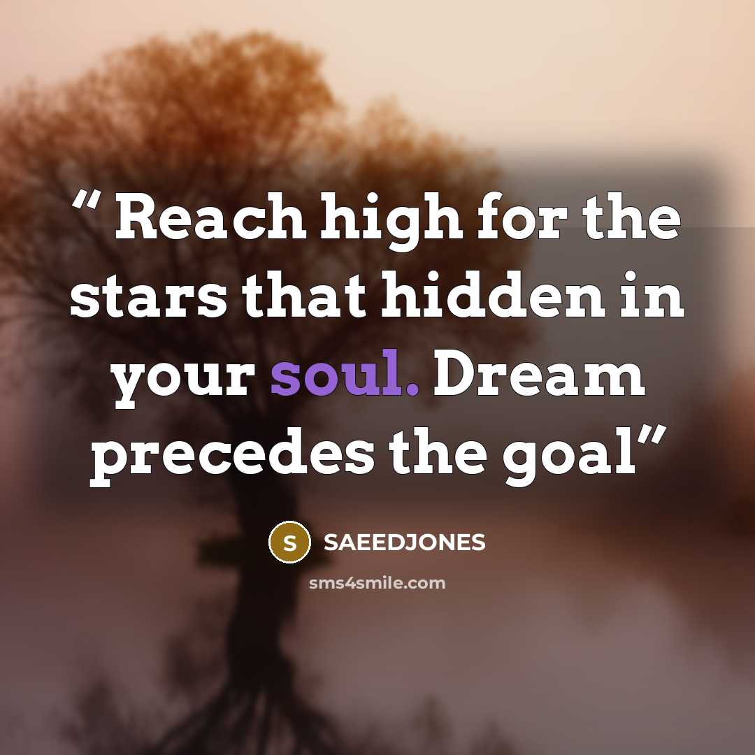 “Reach high for the stars that hidden in your soul. Dream precedes the goal” quote by SAEEDJONES