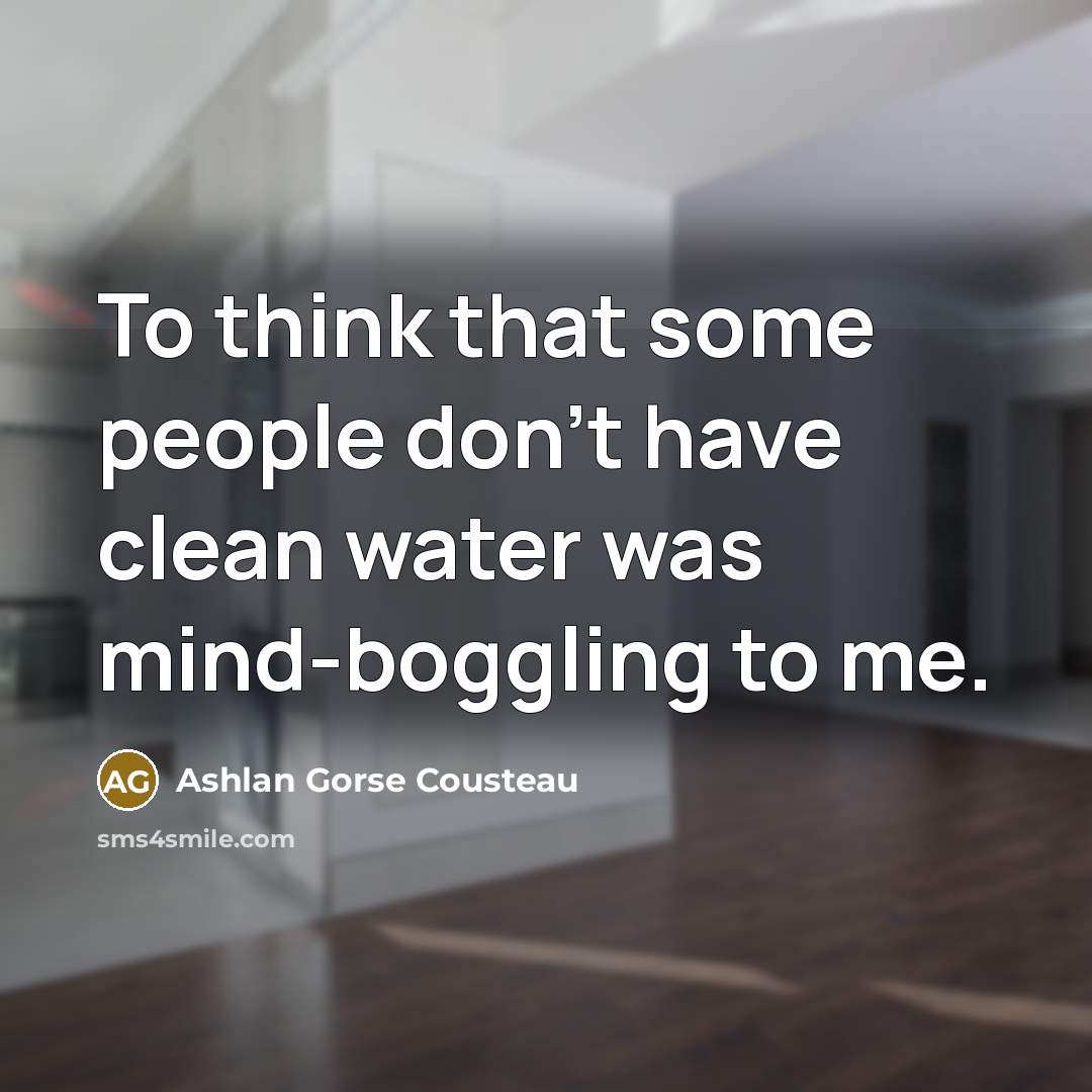 “To think that some people don't have clean water was mind-boggling to me.” quote by Ashlan Gorse Cousteau