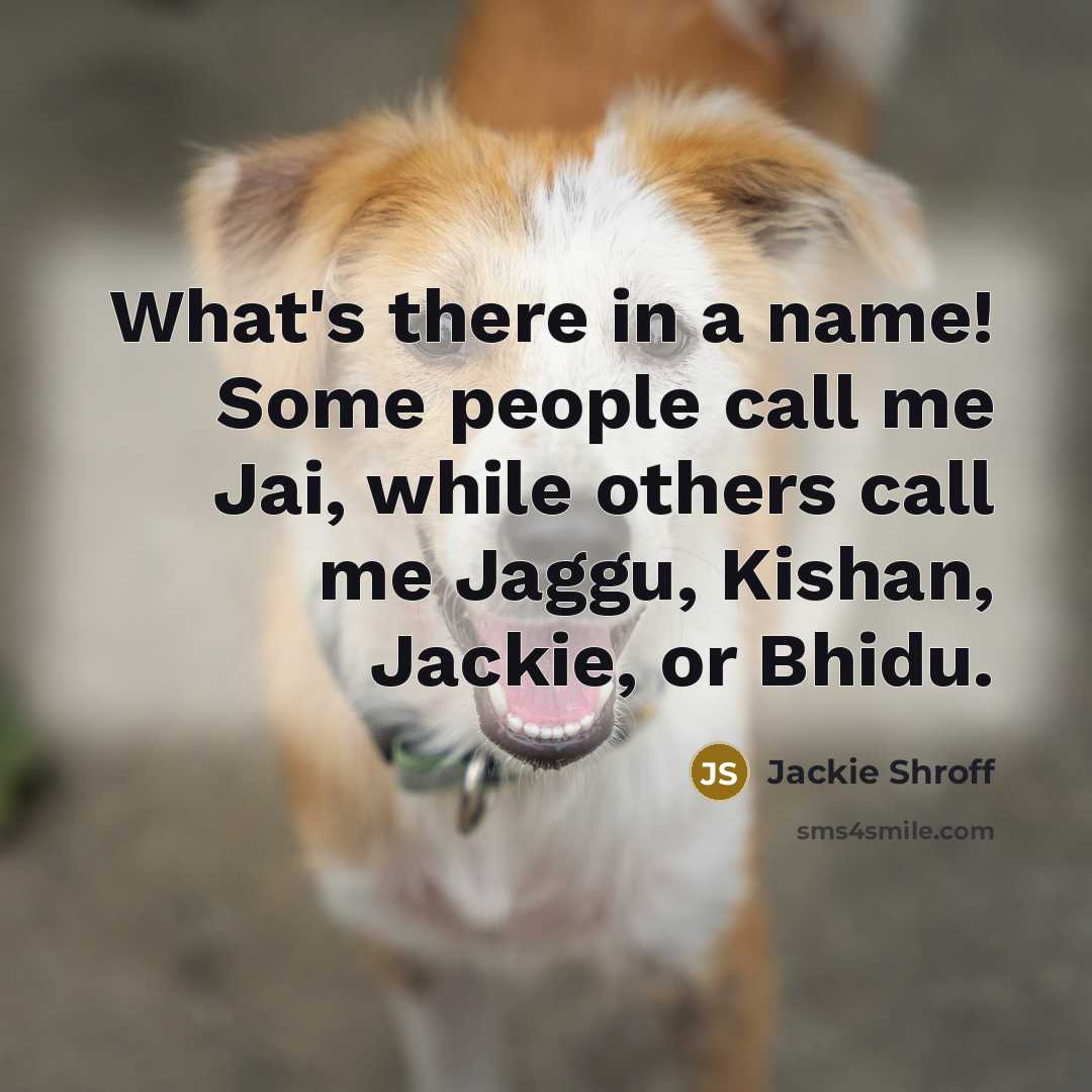 “What's there in a name! Some people call me Jai, while others call me Jaggu, Kishan, Jackie, or Bhidu.” quote by Jackie Shroff