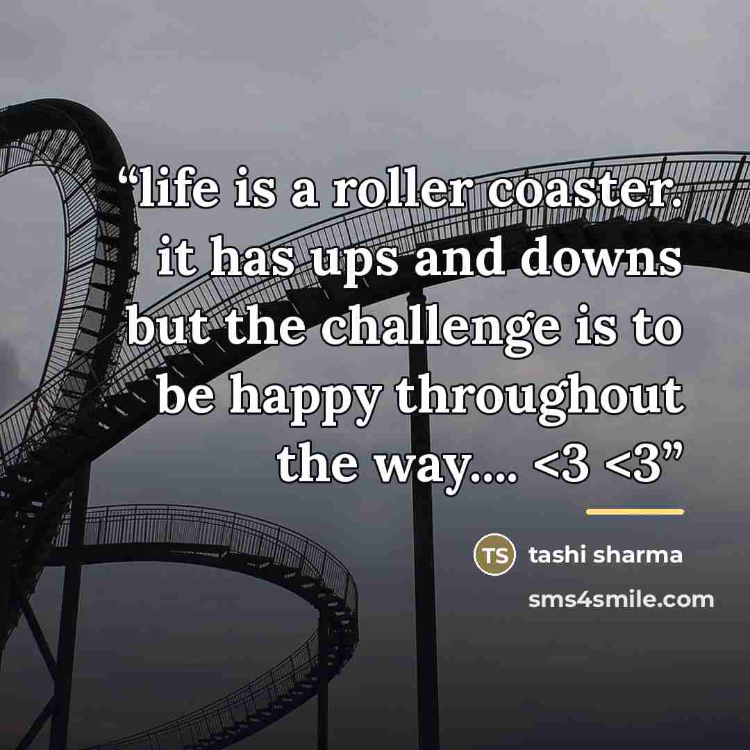““life is a roller coaster. it has ups and downs but the challenge is to be happy throughout the way…” quote by Tashi Sharma