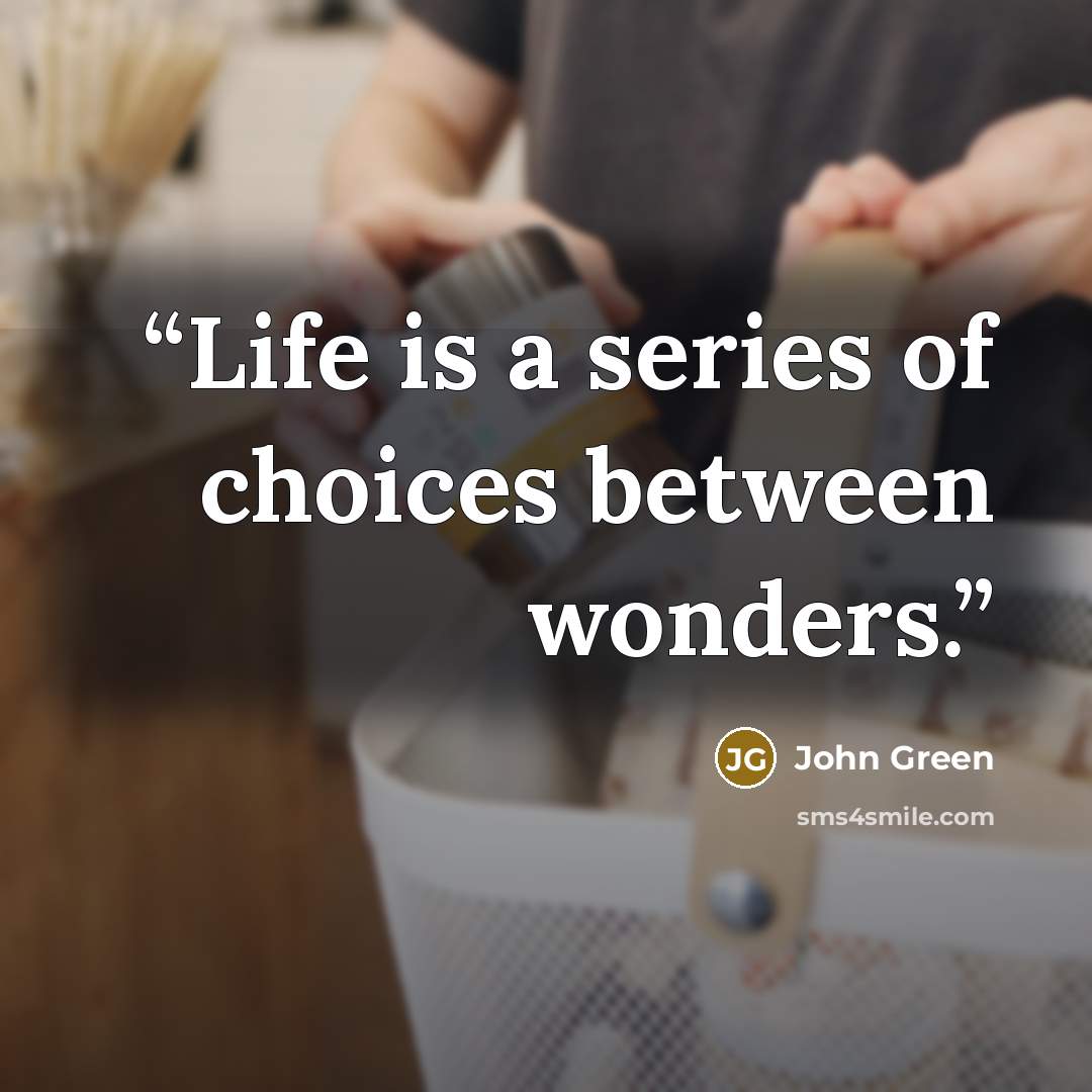 “Life is a series of choices between wonders.” quote by John Green