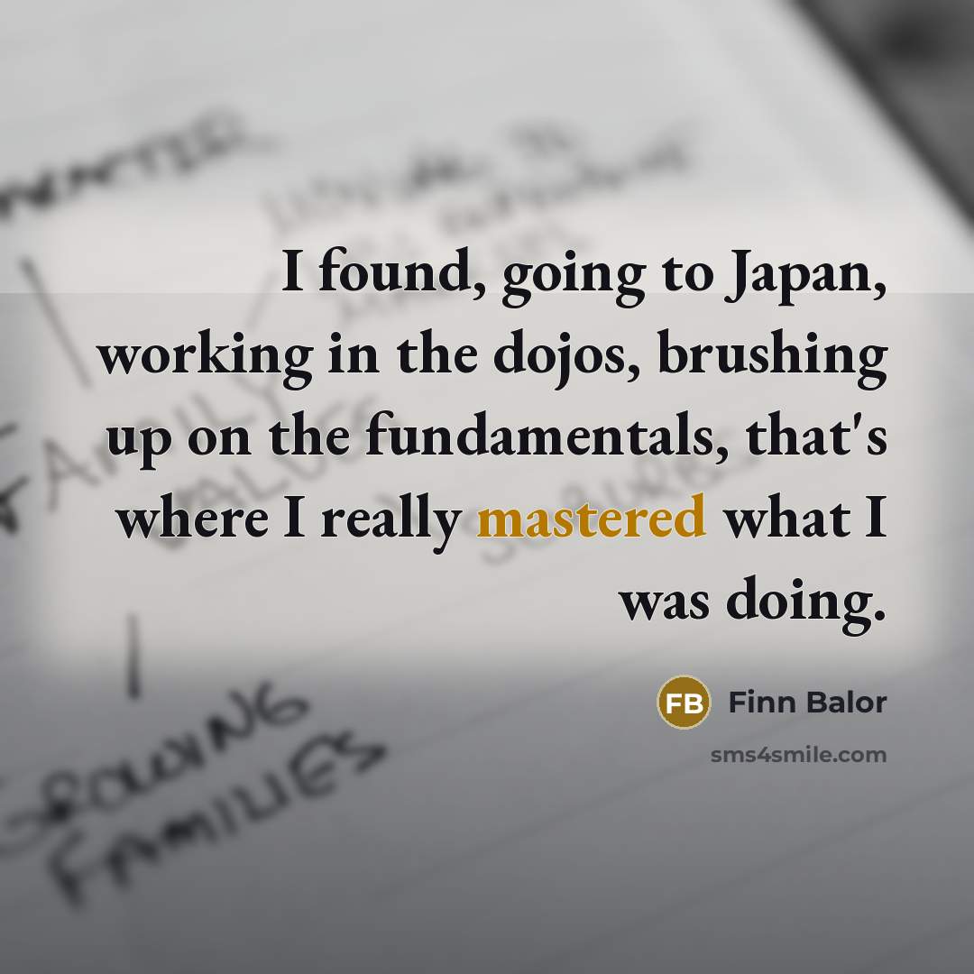 “I found, going to Japan, working in the dojos, brushing up on the fundamentals, that's where I really mastered what I was doing.” quote by Finn Balor