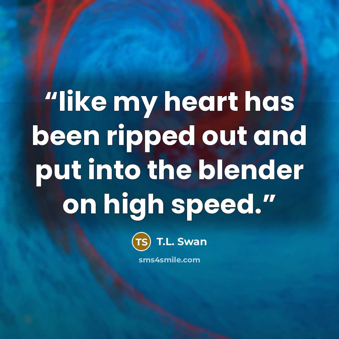 “like my heart has been ripped out and put into the blender on high speed.” quote by T.L. Swan