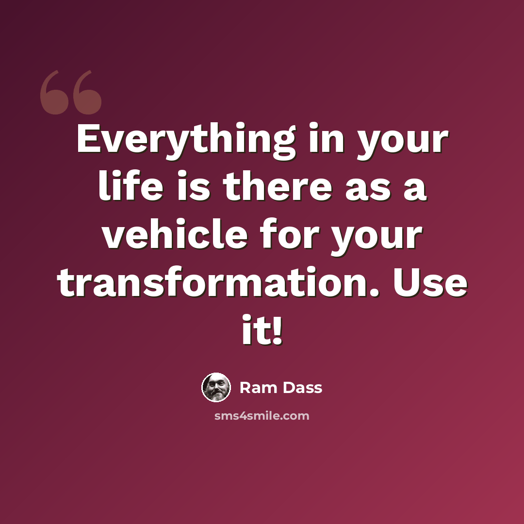 “Everything in your life is there as a vehicle for your transformation. Use it!” quote by Ram Dass