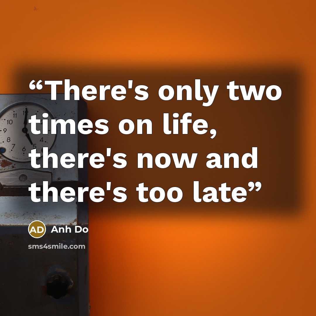 “There's only two times on life, there's now and there's too late” quote by Anh Do